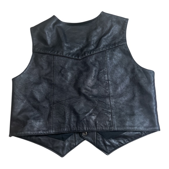 SAGUARO WEST TRADING CO. BLACK LEATHER VEST KIDS SIZE XL - Picture 3 of 5